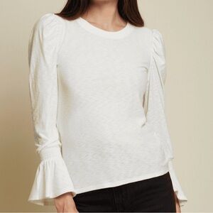 Nation LTD Pima Cotton Ruffle Cuff Puff Sleeve Top – XS